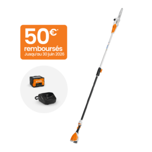 Perche élagueuse à batterie Stihl HTA 50 – Compacte, légère et silencieuse (avec batterie AK 20 + chargeur)