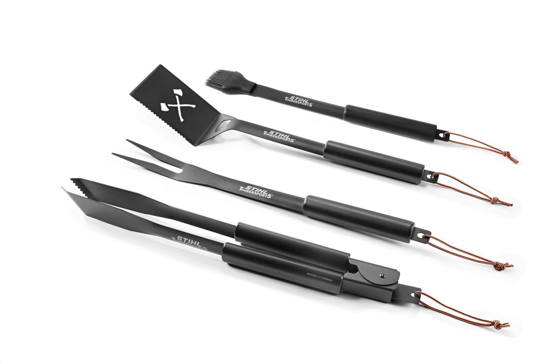 Set barbecue Timbersports® – Ustensiles inox et étui cuir 1