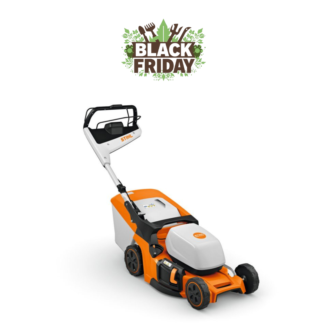 Stihl RMA 448 PV : tondeuse 46 cm, 4-en-1, traction Vario, double logement batterie. Idéale moyennes et grandes surfaces. Compatible AP SYSTEM.