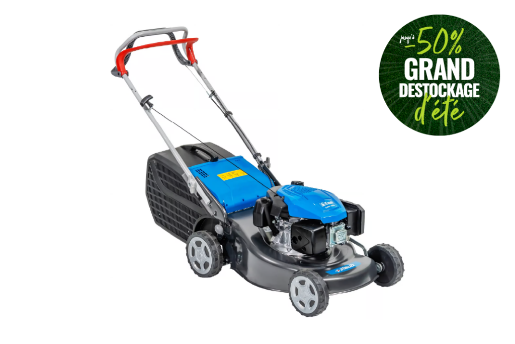 Tondeuse thermique STAUB SH 505 TK Emak 139 cm³ 46 cm traction 3,5 km/h carter acier bac rigide 60 L guidon Soft Grip