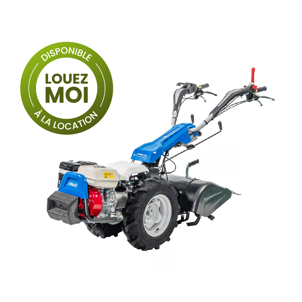Motoculteur Staub JOGGER 7 H : moteur Honda GX 200, différentiel, EHS et Quick-Fit. Puissant, polyvalent et robuste.