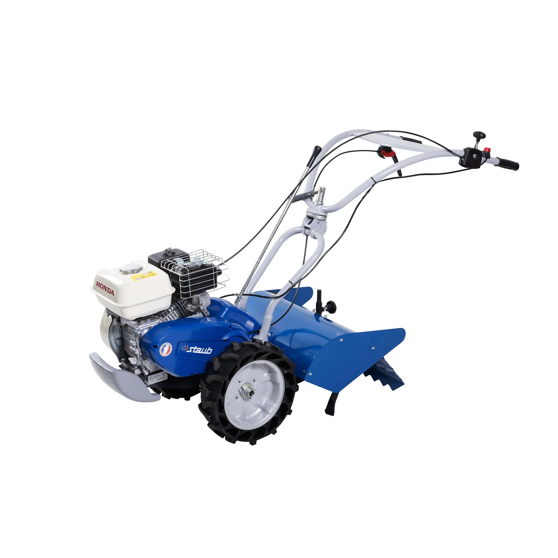 Rotobineuse Staub 480 H Confort : moteur Honda, 48 cm, roues anti-crevaison. Puissante et précise pour préparer jusqu’à 2500 m².