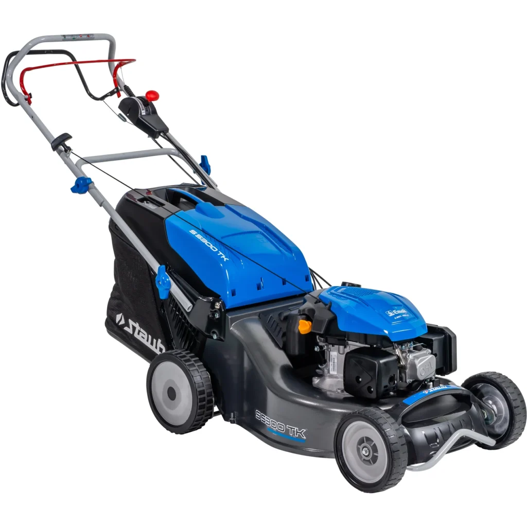 Tondeuse professionnelle Staub S 5300 TK ALU PRO avec moteur Emak, carter aluminium moulé, coupe 51 cm, idéale pour l’entretien intensif jusqu’à 2600 m².