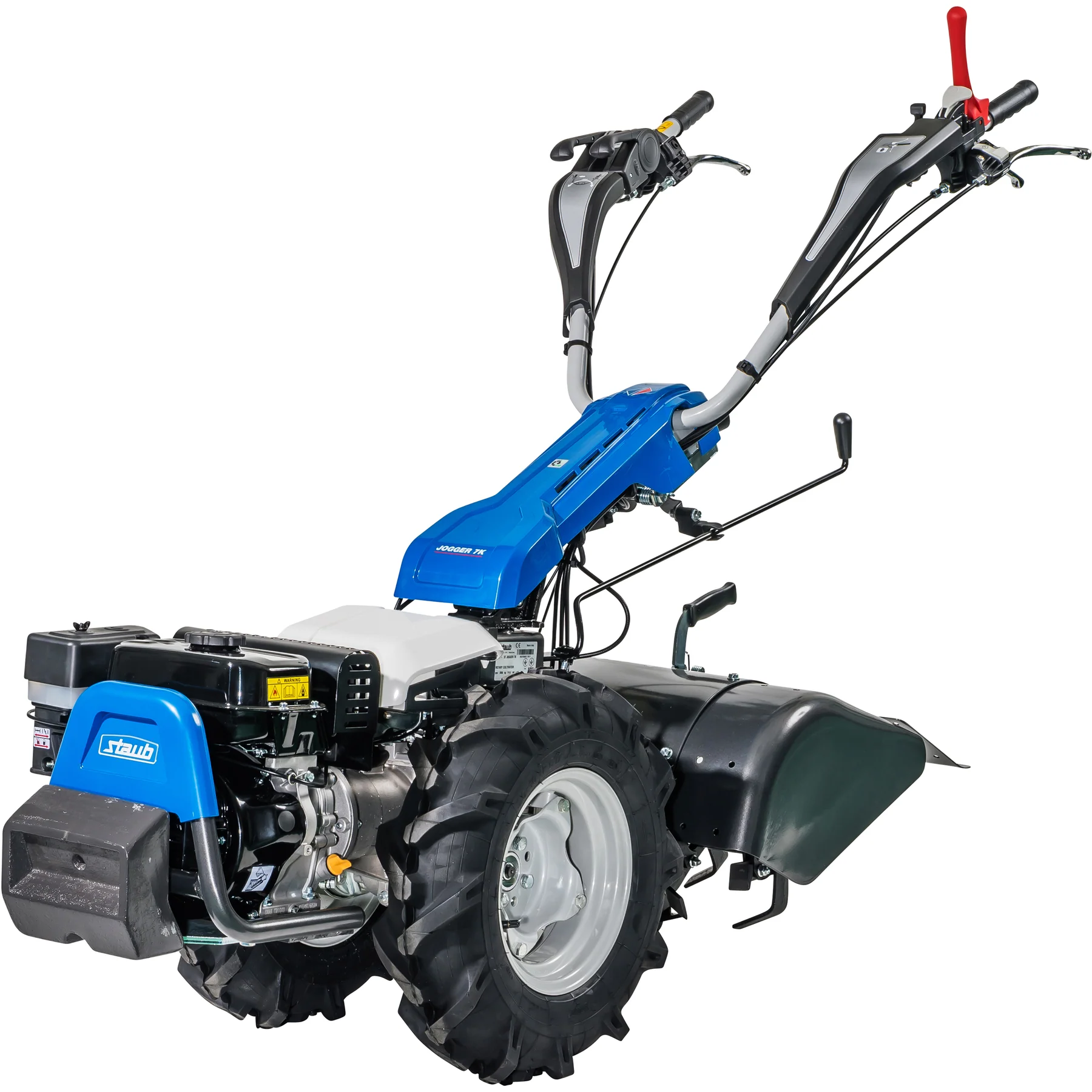 Motoculteur Staub JOGGER 7 K : moteur Emak, blocage de différentiel, prise de force, Quick-Fit et design Giugiaro. Polyvalent et robuste.