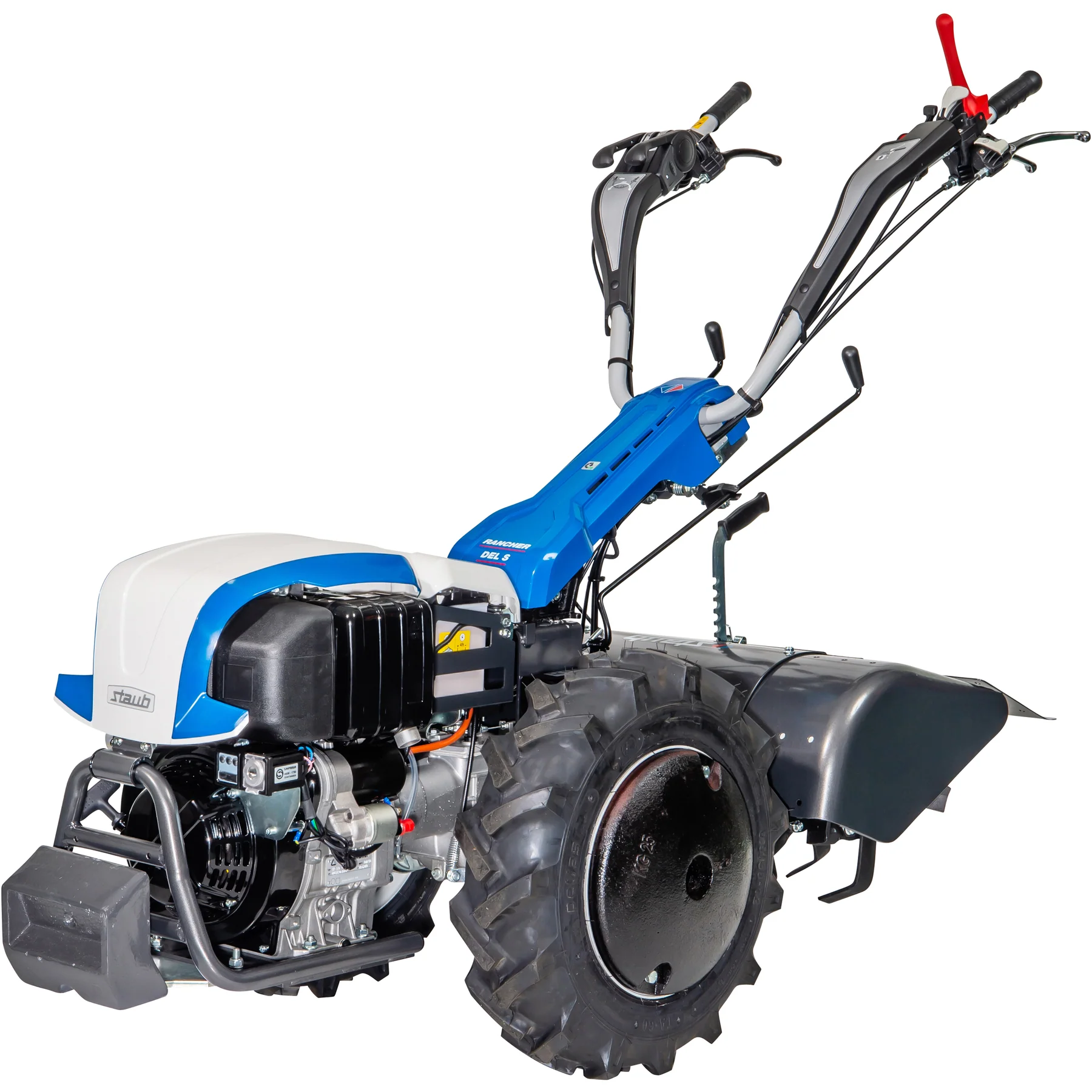 Motoculteur Staub RANCHER DEL S diesel Kohler 10,8 ch, démarrage électrique, sarclofraise 80 cm et équipements inclus.