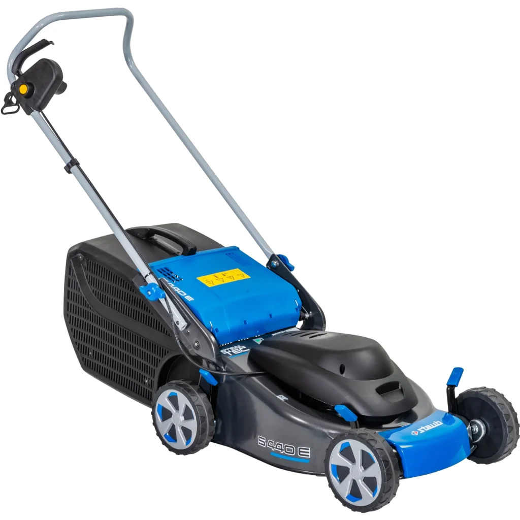 Tondeuse électrique Staub S 440 E CONFORT PLUS. Moteur 1500 W, carter acier, bac 60 L. Idéale jardins de 600 à 800 m².