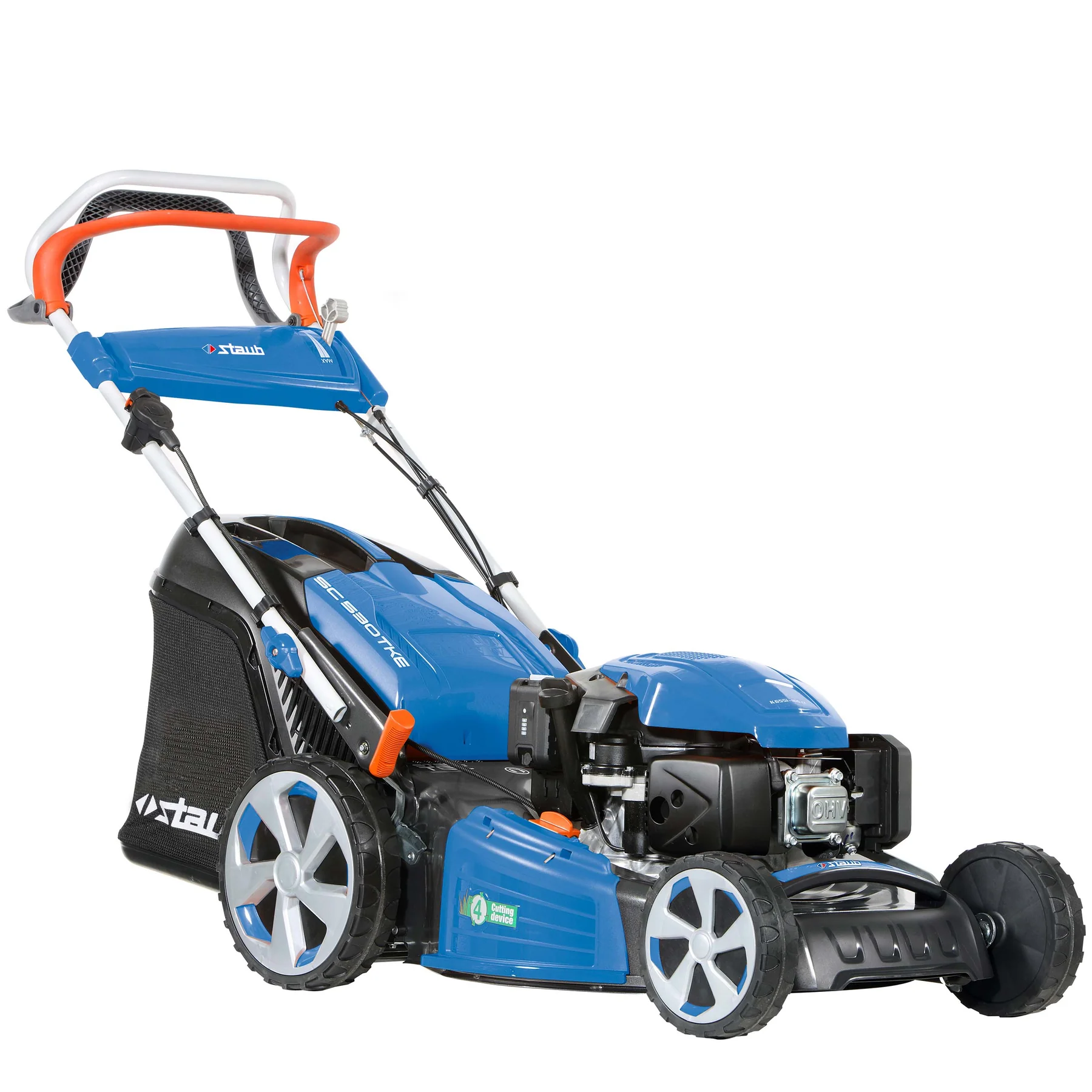 Tondeuse Staub SC 530 TKE ALLROAD PLUS 4, moteur Emak, démarrage électrique, coupe 51 cm, tractée. Idéale jusqu’à 2000 m².