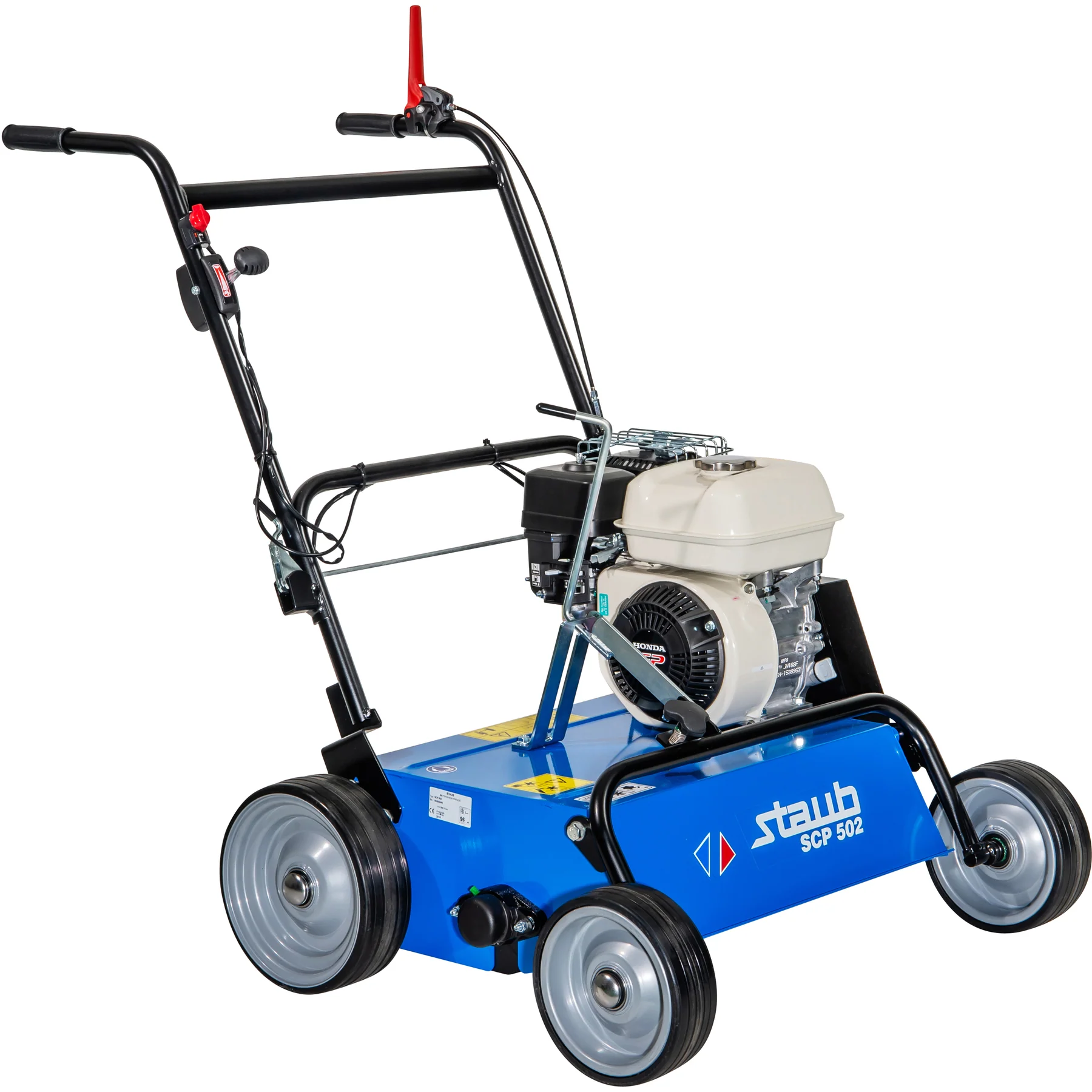 Scarificateur professionnel Staub SCP 502, moteur Honda GP160, 50 cm, 28 couteaux. Conçu pour grandes surfaces jusqu’à 5000 m².