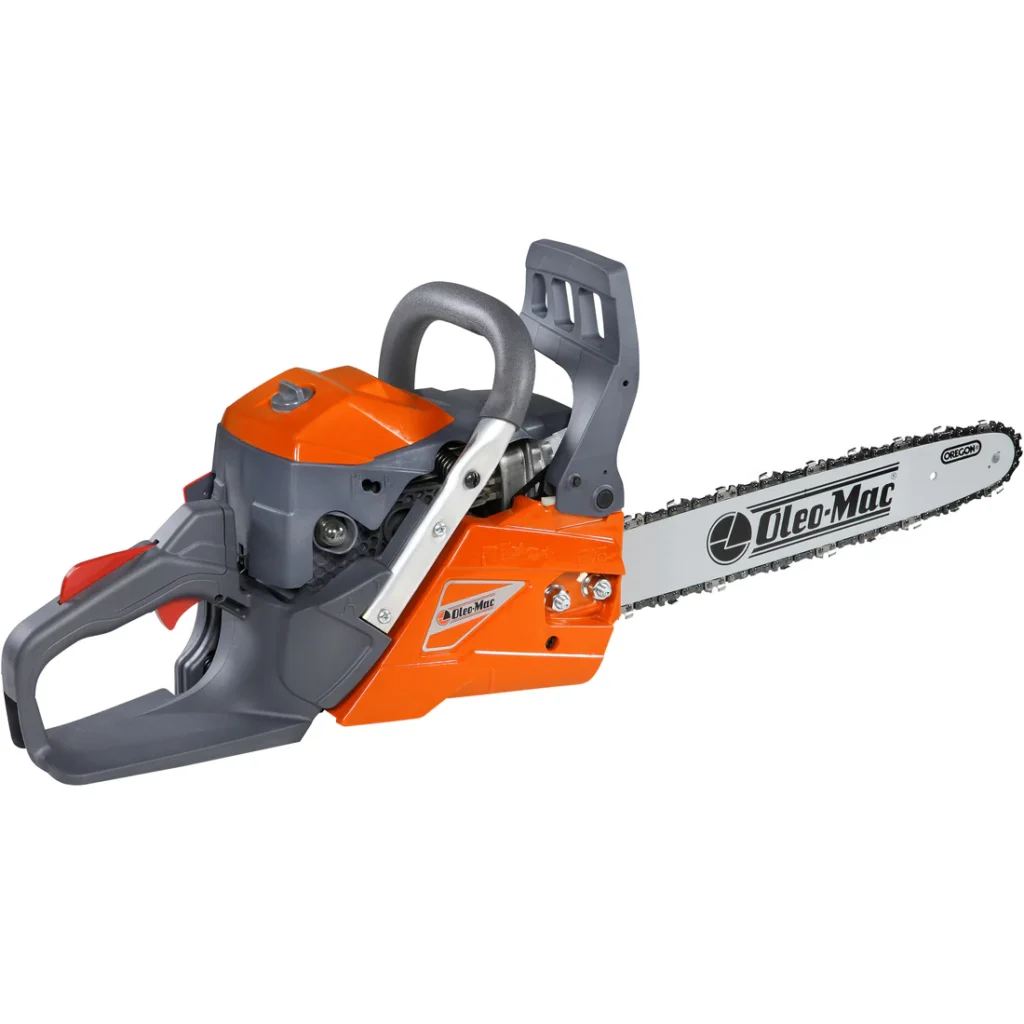Oleo-Mac GSH 400 : tronçonneuse 2,3 ch avec guide 41 cm Oregon, démarrage Primer et système anti-vibrations. Idéale pour ébranchage et petit abattage.
