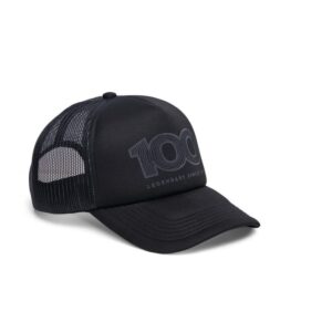 Casquette STIHL Édition Collector 100 ans noire, snapback réglable, imprimé réfléchissant, design respirant, accessoire officiel STIHL.