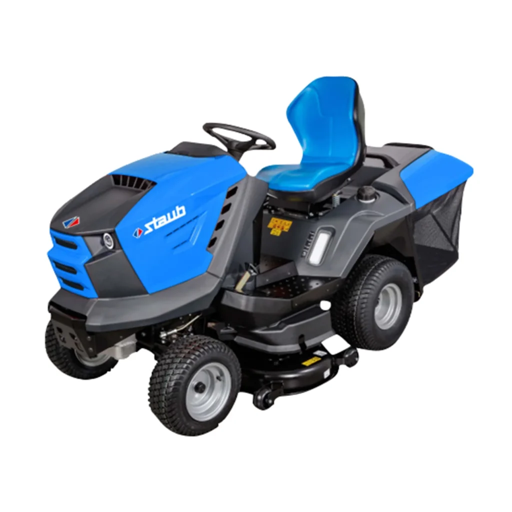 Autoportée Staub BLIZZARD 106 / 16 KH EXCLUSIVE, moteur Emak 16 ch, bac 320 L, hydrostatique, Change-Over mulching/éjection arrière, idéale jusqu’à 7000 m².