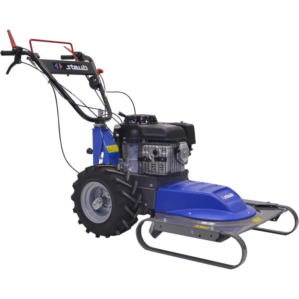 Débroussailleuse professionnelle Staub SDP 566, moteur Honda 12 ch, lame 70 cm, 3 vitesses AV + 1 AR, guidon réglable, surface 5000 m² et plus.