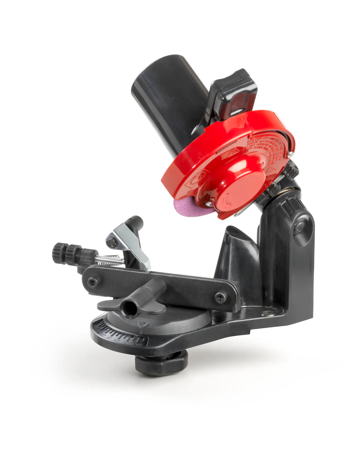 Affûteuse de chaîne SHARP MASTER Tecomec pour établi, avec réglage d’angle et disque abrasif