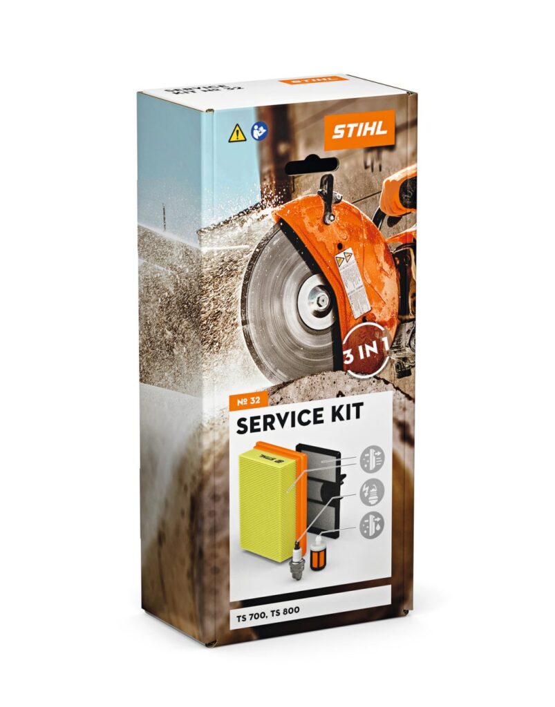 Service Kit N°32 STIHL avec filtre à air, pré-filtre, bougie et crépine pour entretien des découpeuses TS 700 et TS 800