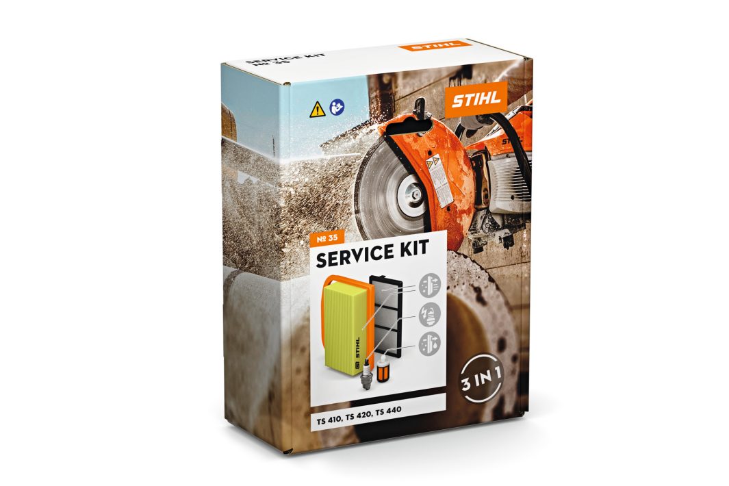 Service Kit N°35 STIHL avec filtre à air, pré-filtre, bougie et crépine pour entretien des découpeuses TS 410, TS 420 et TS 440