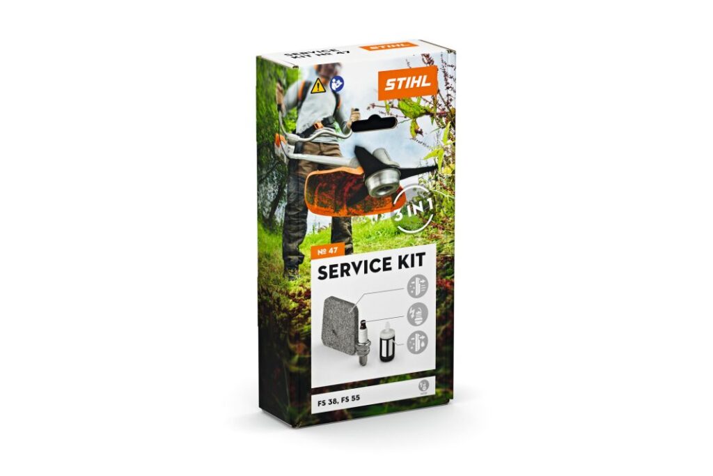 Service Kit N°47 STIHL avec filtre à air, bougie et crépine pour entretien débroussailleuse thermique
