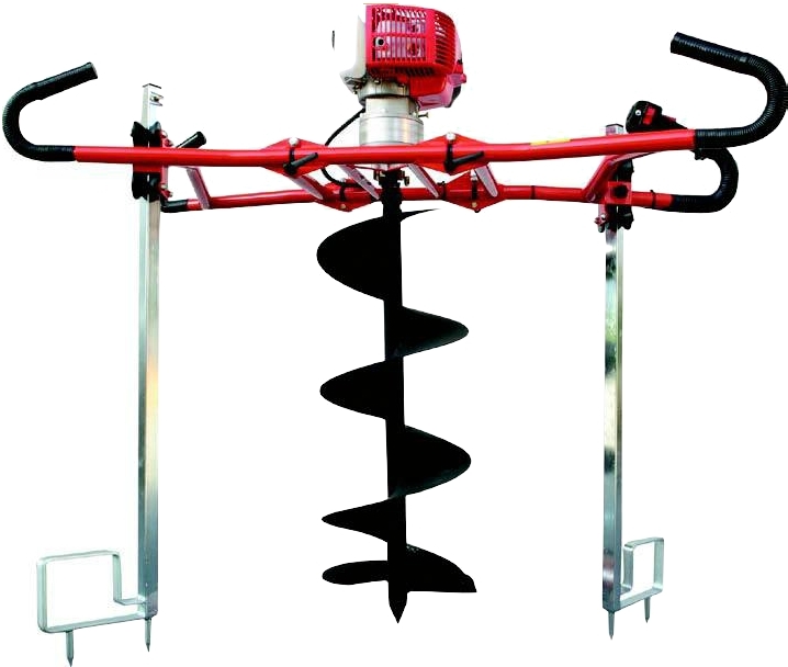 Tarière thermique BF42 PFLANZFUCHS 2 hommes, moteur 2 temps 55 cc, réducteur 2 vitesses, mèches 60-350 mm