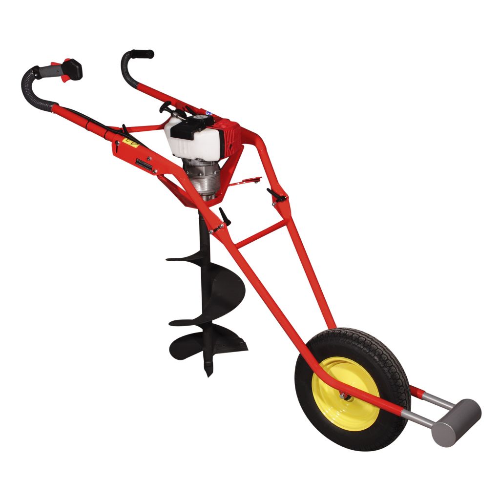 Tarière thermique PF400 PFLANZFUCHS moteur 55 cc avec châssis brouette