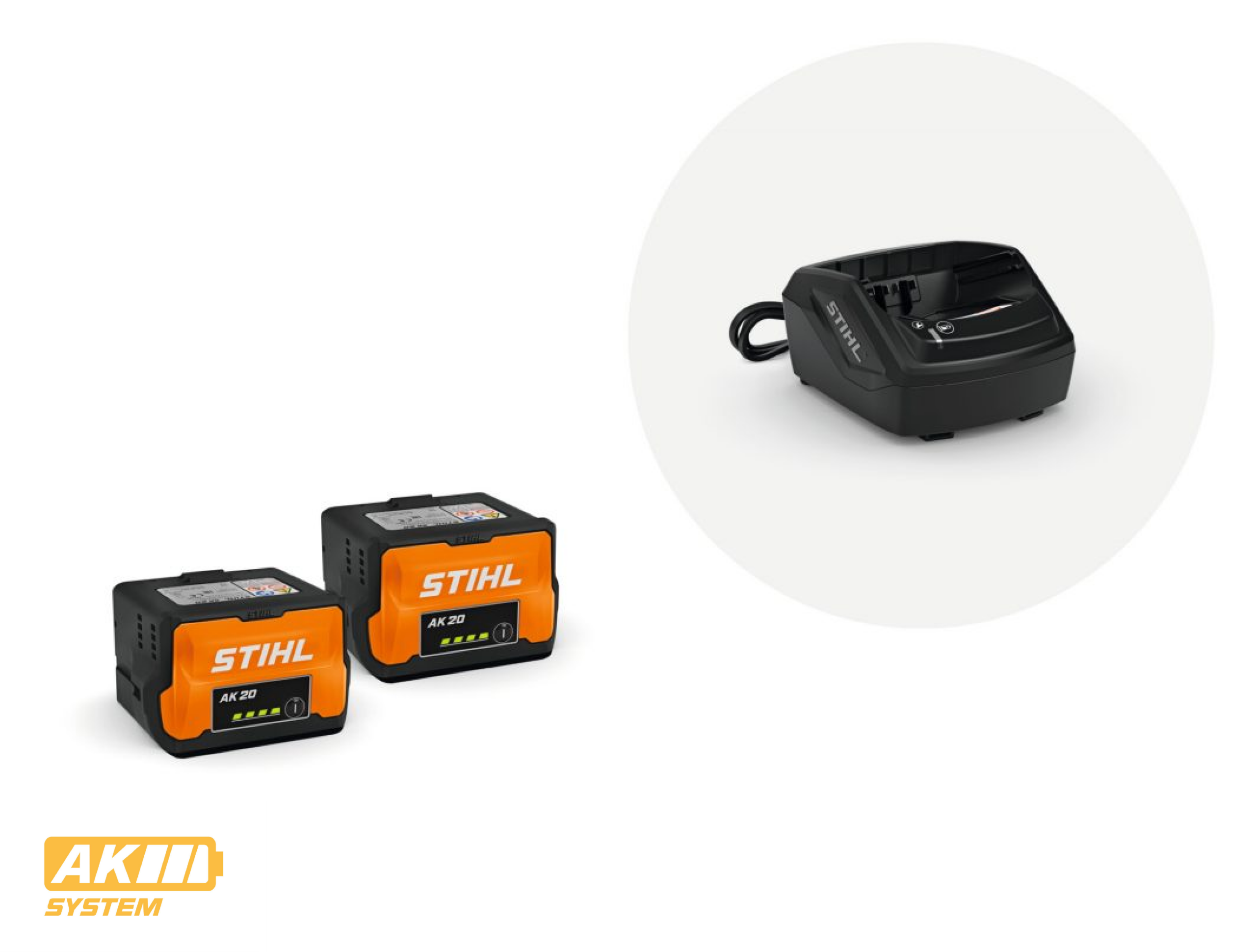 Set STIHL AK 20 Plus 2 batteries 144 Wh chargeur AL 101