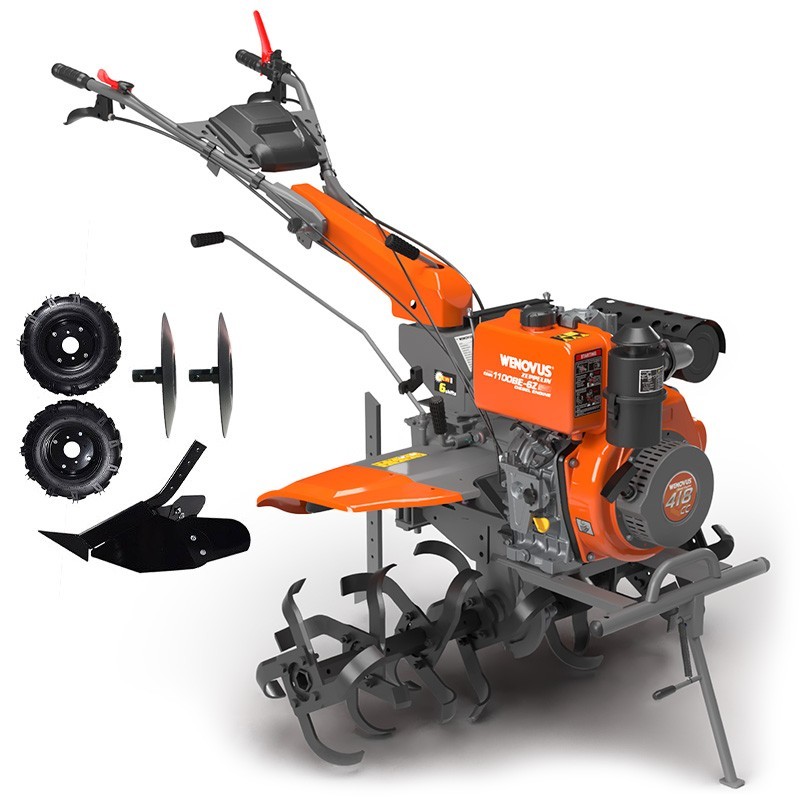 Motobineuse Wenovus 900 Zeppelin moteur WEIMA 196 cc largeur 1200 mm 32 lames rotatives filtre bain huile