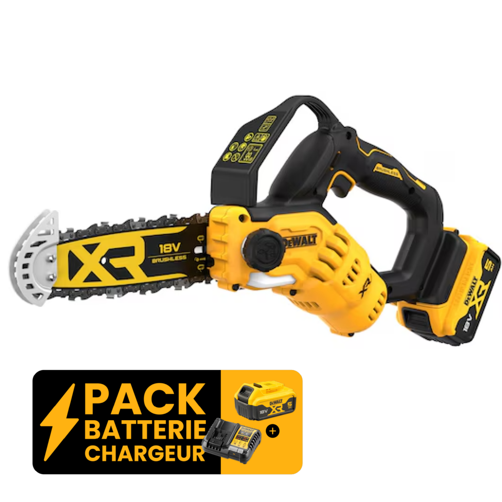 Élagueuse à batterie DEWALT DCMPS520P1-QW 18V XR 5Ah pack complet brushless chaîne 20 cm