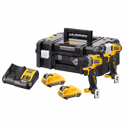 Kit 2 outils DEWALT DCK2110L2T 12V XR perceuse DCD701 visseuse chocs DCF801 brushless coffret TSTAK