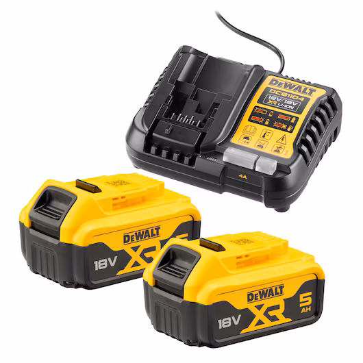 Pack 2 batteries DEWALT DCB1104P2 18V XR 5Ah Li-Ion chargeur universel DCB1104