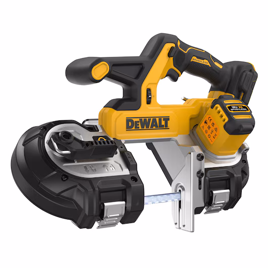 Scie à ruban brushless DEWALT DCS378N 18V XR capacité coupe 86 mm 530 W 174 m/min changement lame sans outil