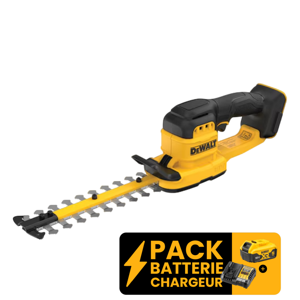 Cisaille arbustes brushless DEWALT DCMHT520 18V XR lamier laser 20 cm écartement 13 mm 1,4 kg utilisation une main protège-lame