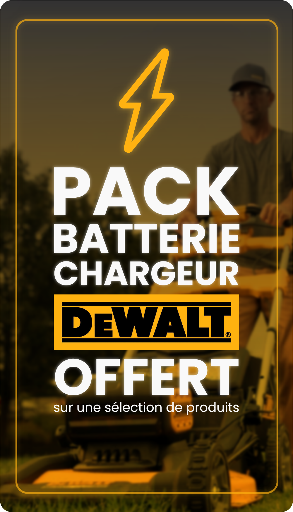 Offre de lancement DEWALT sur Jabot.fr avec batterie et chargeur offerts pour l'achat d'un produit éligible.