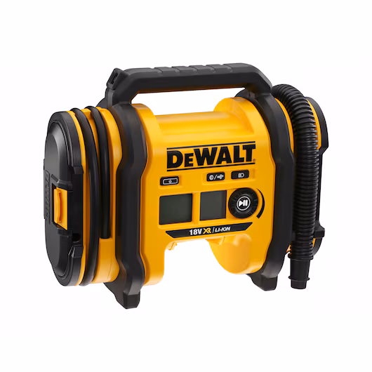 Gonfleur DEWALT DCC018 18V XR triple alimentation batterie 12V 230V 14,7 l/min arrêt automatique dégonflage écran LCD LED