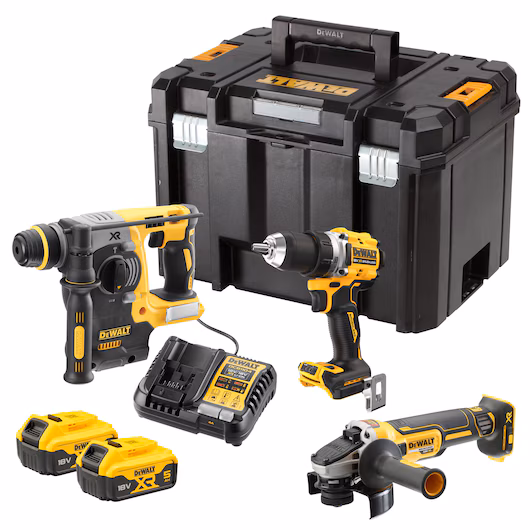 Kit 3 outils brushless DEWALT DCK330P2T 18V XR PERFORM+PROTECT DCD800 DCH273 DCG405 2 batteries 5Ah coffret TSTAK VI