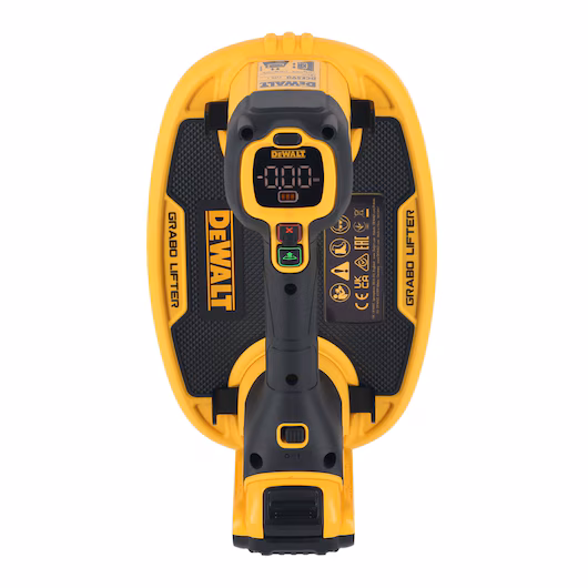 Ventouse DEWALT DCE590N 18V XR 120 kg redéclenchement automatique double bouton sécurité maintien changement batterie écran couleur