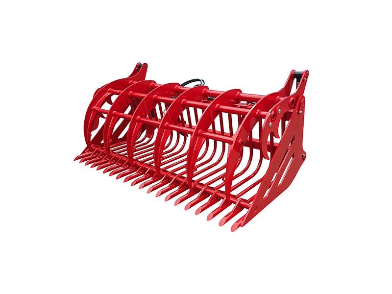 Fourche pierres bois AMR godet cribleur pince robuste barres Ø 30 mm fond bombé étriers Euros 3 largeurs 160 à 240 cm
