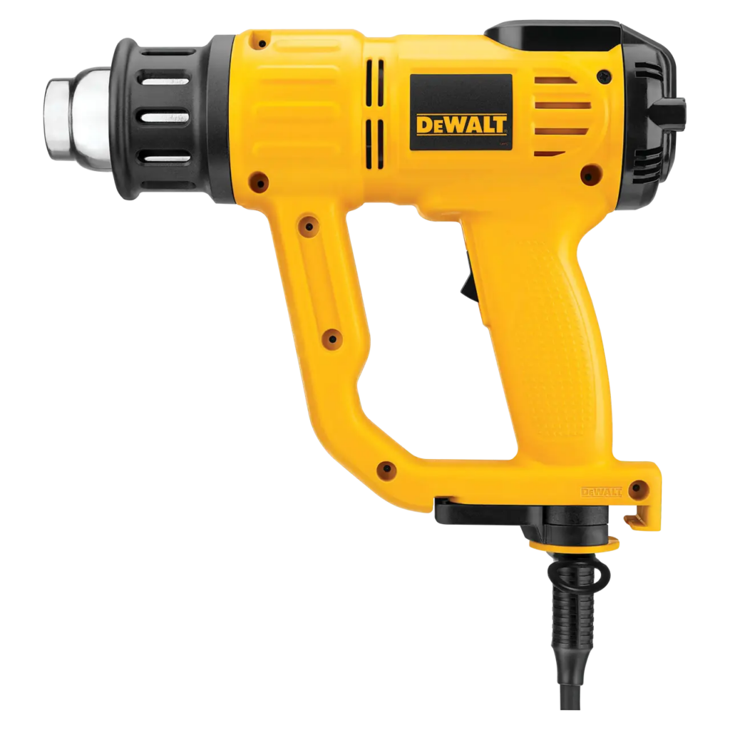 Décapeur thermique filaire DEWALT D26414 2000 W affichage LCD réglage 50°C protection surcharges béquille buse conique surface