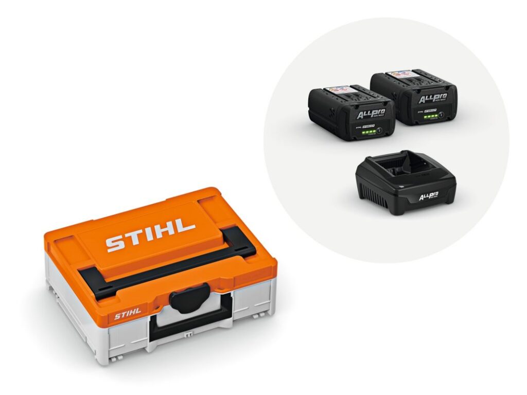 STIHL Power Box 1 AP ALLPRO System 2 batteries AP 200 P chargeur AL 301 mallette taille S plateau sécurité transport